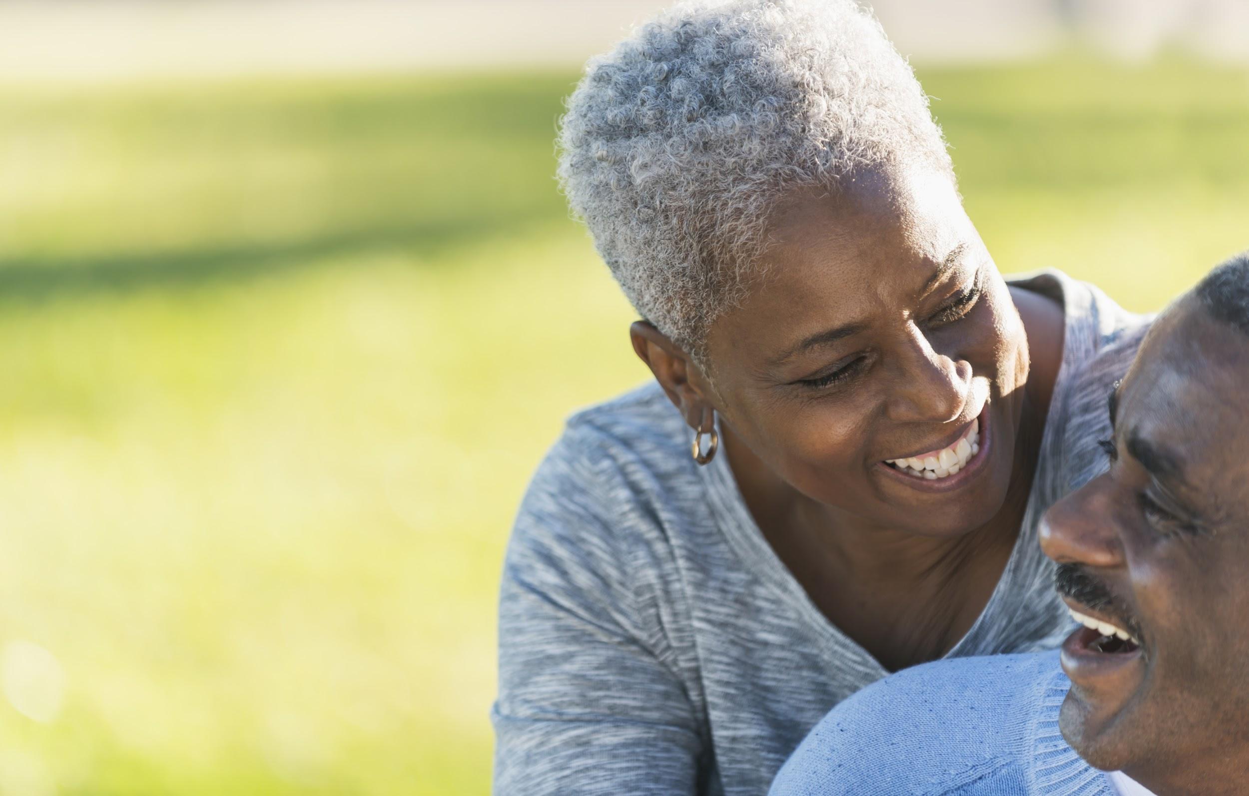 healthy, happy african american man and woman